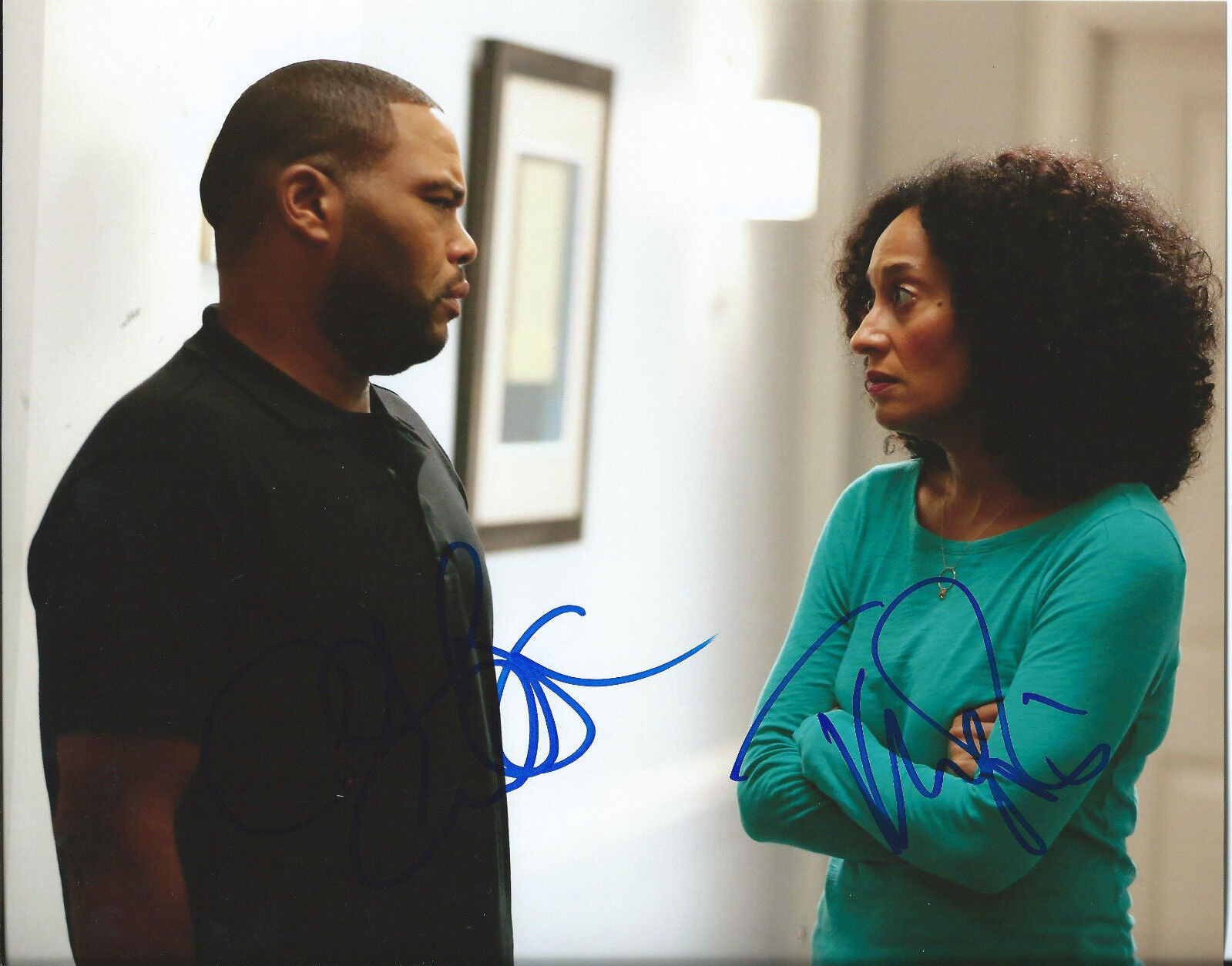 TRACEE ELLIS ROSS & ANTHONY ANDERSON dual signed BLACK-ISH 8x10 Photo Poster painting w/COA