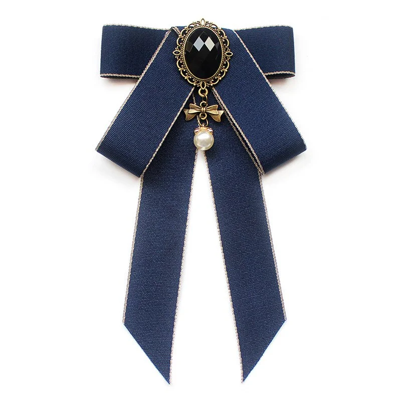Vintage Bow Tie Cameo Ladies Head Diamond Ribbon Tassel Brooch Chic Girls Elegant Jewelry Collar Pin Girl Cravat Gift for Men