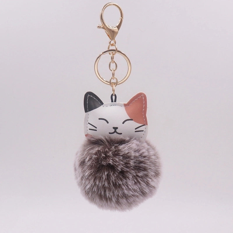 Cute Cat Alloy Plush Unisex Bag Pendant Keychain 1 Piece