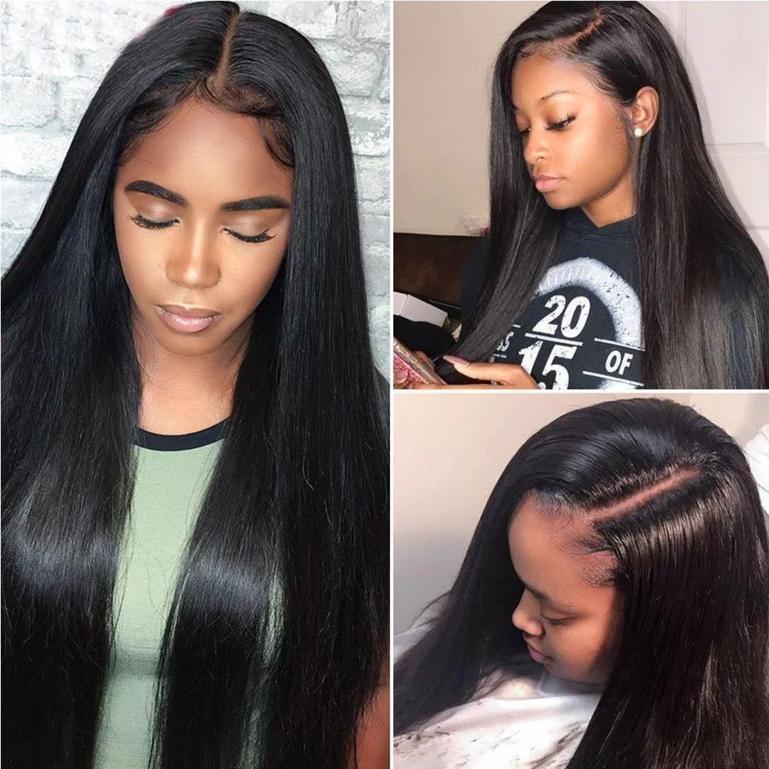 Glueless Wig With Elastic Belt|🎉4x4 Lace Front Wigs Straight Hair Brazilian Virgin Human Hair Pre Plucked ELCNEPAL