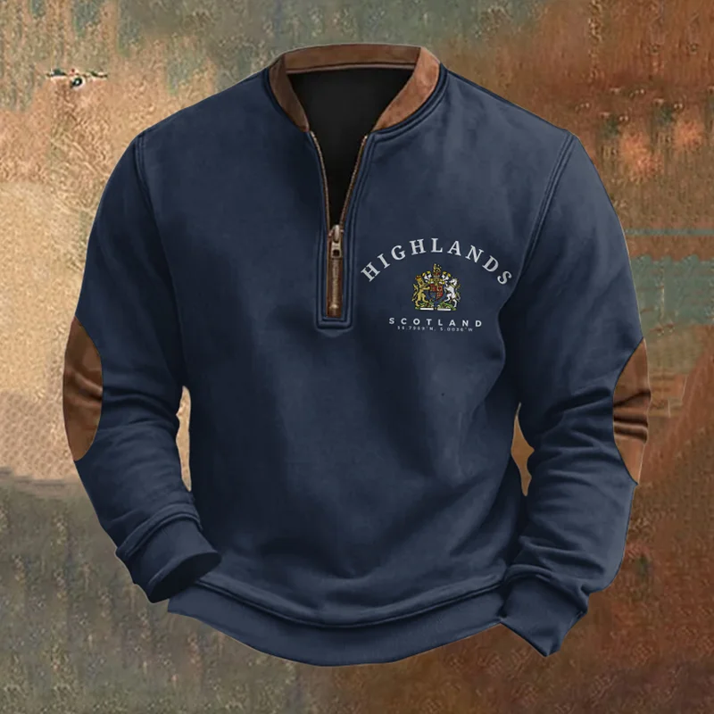The Scottish Highlands Print Zip Collar Sweatshirt