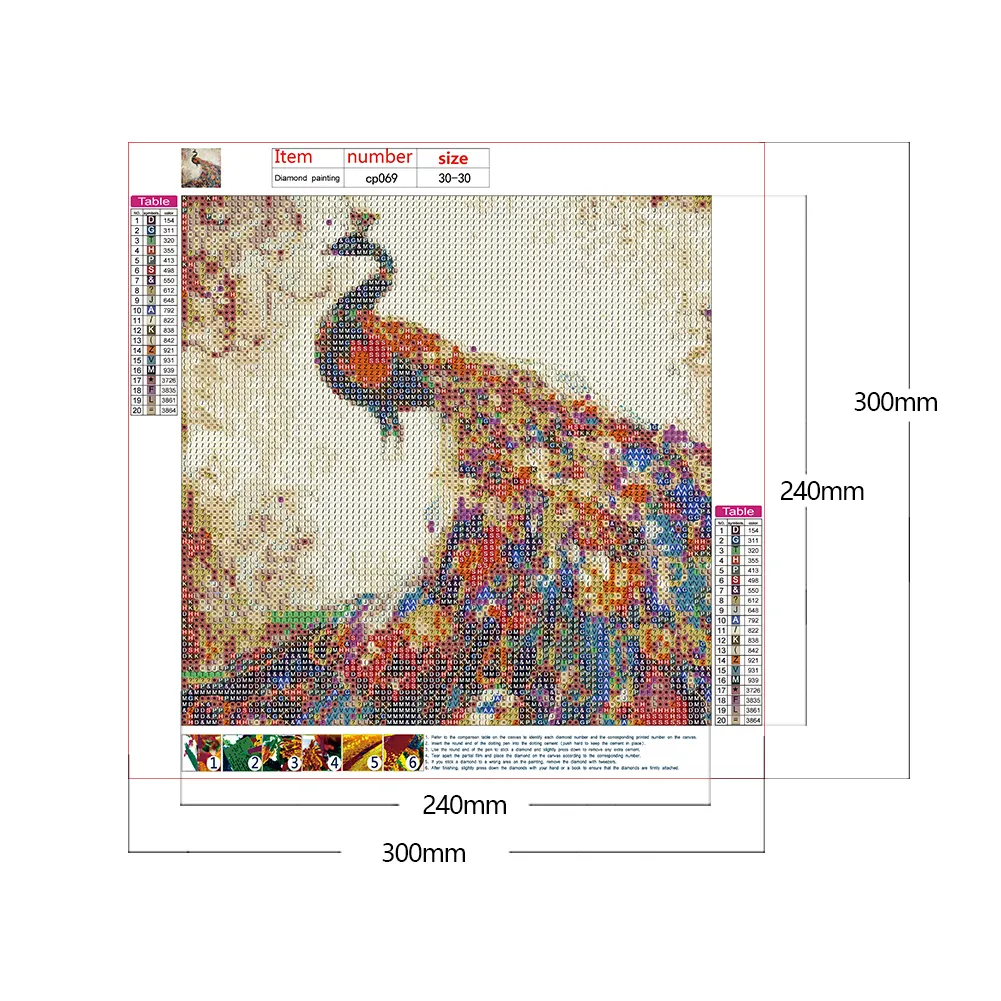 Full Round Diamond Painting 30*30cm - Peacock
