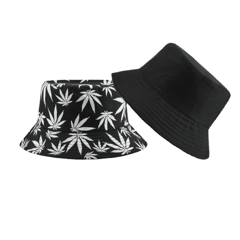 Unisex Minimalist Maple Leaf Printing Wide Eaves Bucket Hat
