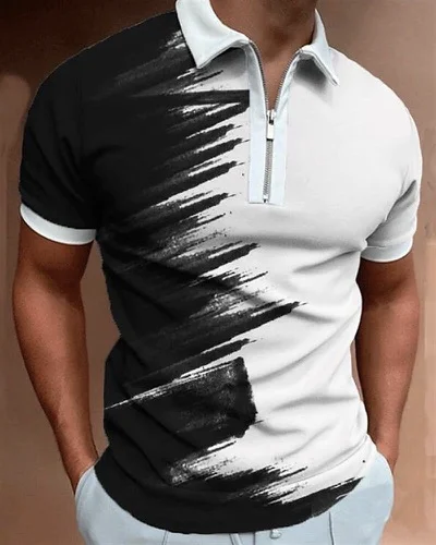 Men's Fashion Colorblock Casual Polo Shirt