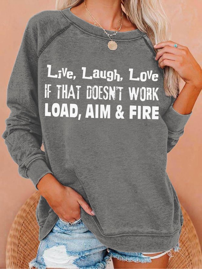 Womens Live Laugh  Love Casual Crew Neck Sweatshirts