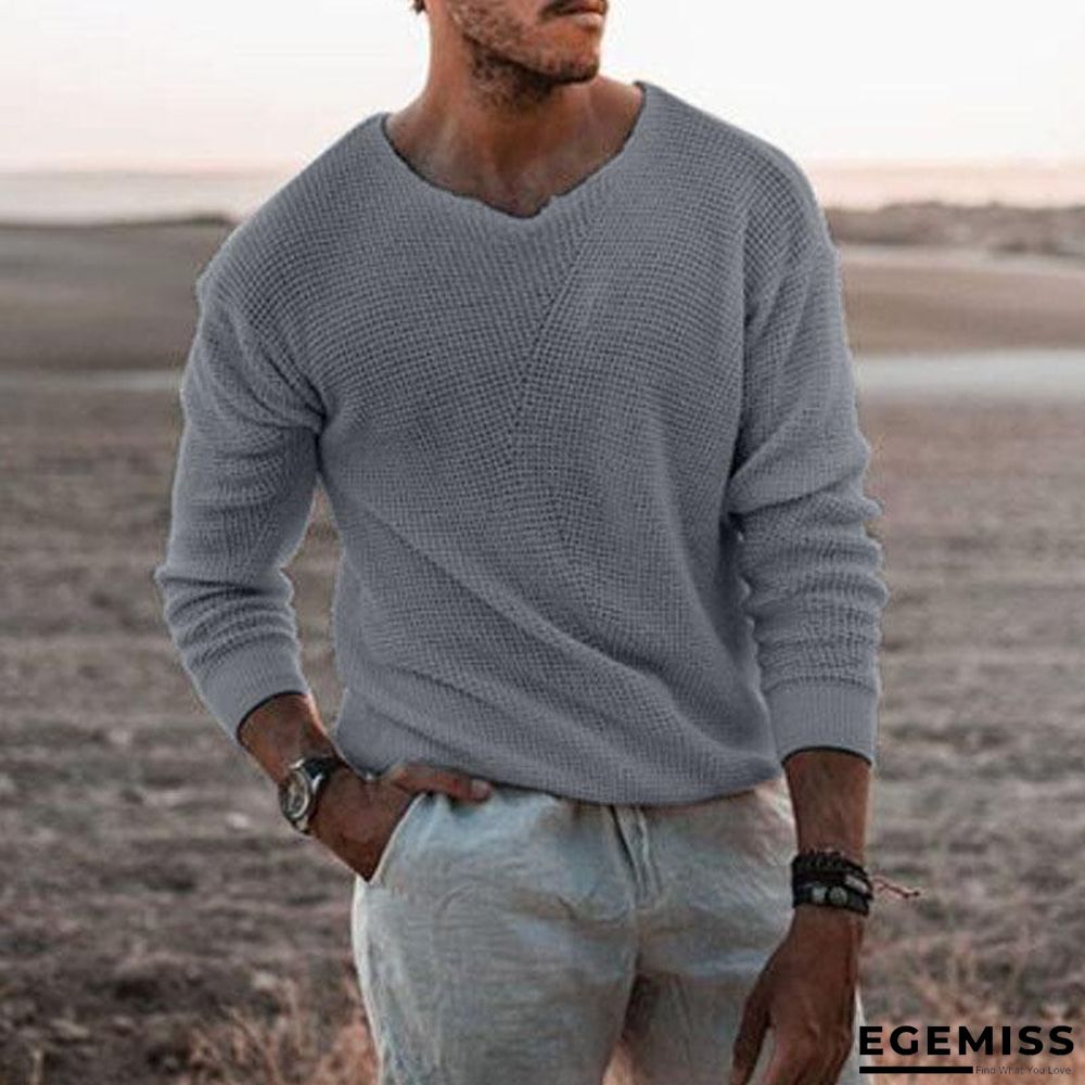 Long Sleeve Round Neck White Slim Fit Men's Sweater | EGEMISS
