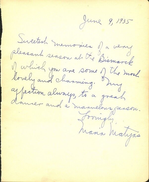 MARIA MATYAS (??) Autograph - CHICAGO STAGE & OPERA - 1935 - #18