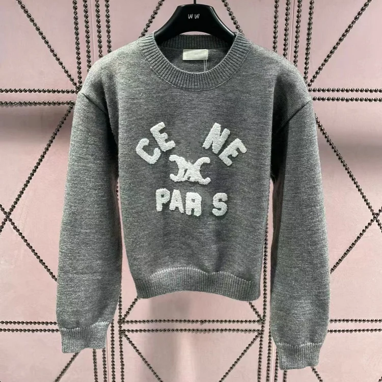 Letter Print Sweater Knitted Sweater Retro Painting Knitted Graphic Vintage Pullover Casual Sweater