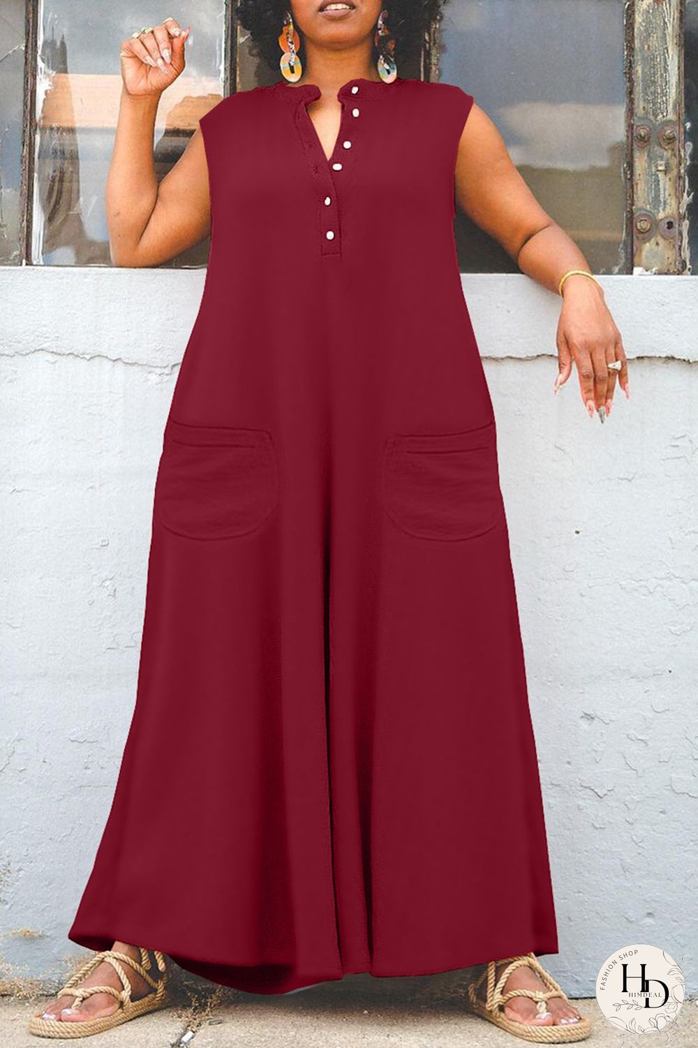 Grey Casual Solid Patchwork V Neck Regular Jumpsuits