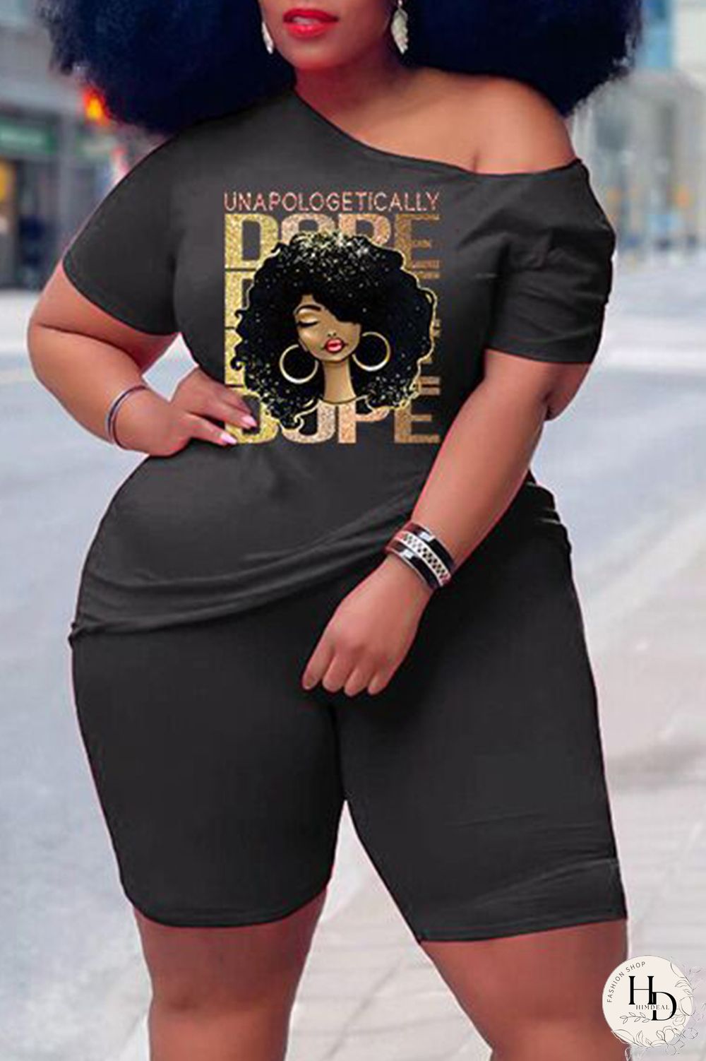 Rose Red Casual Print Basic Oblique Collar Short Sleeve Two Pieces