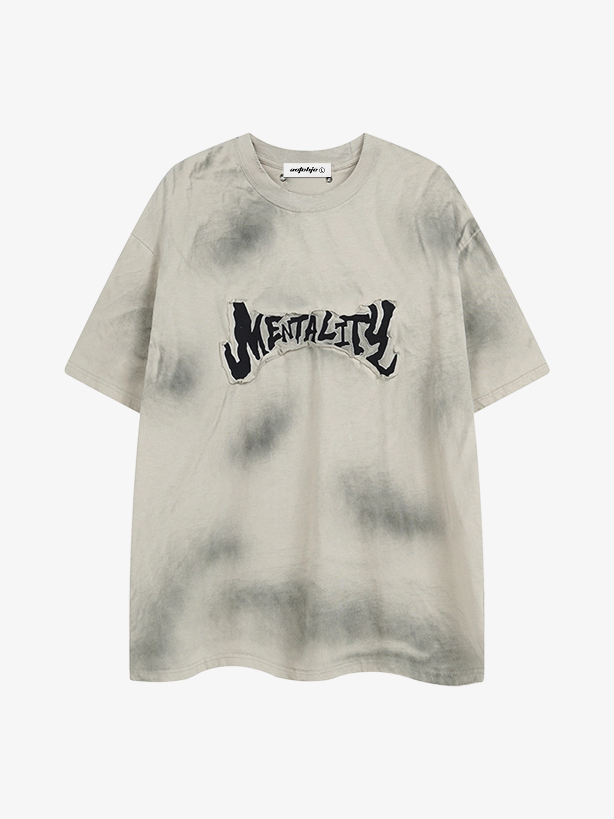 Apricot Act Chic Distressed Tie-Dye Patch Embroidery Tee Front