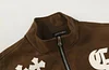 Chrome Hearts Cross Patch Suede Jacket - Brown Gothic Streetwear Outerwear 8833