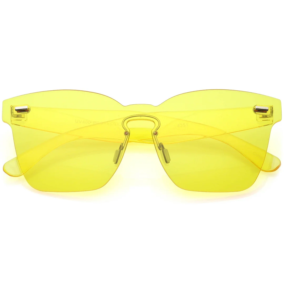 Oversize Rimless Keyhole Nose Bridge Mono Lens Horn Rimmed glasses 63mm