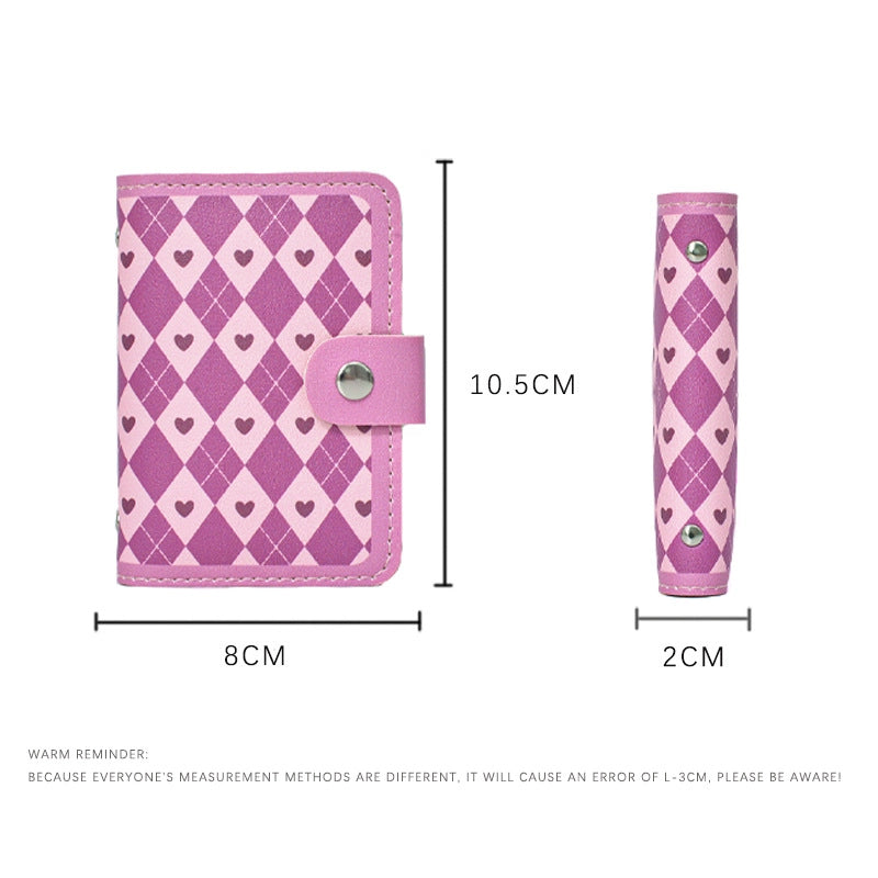 Women’s Heart Shape Flower Butterfly Pu Leather Pink Hidden Buckle Card Holders