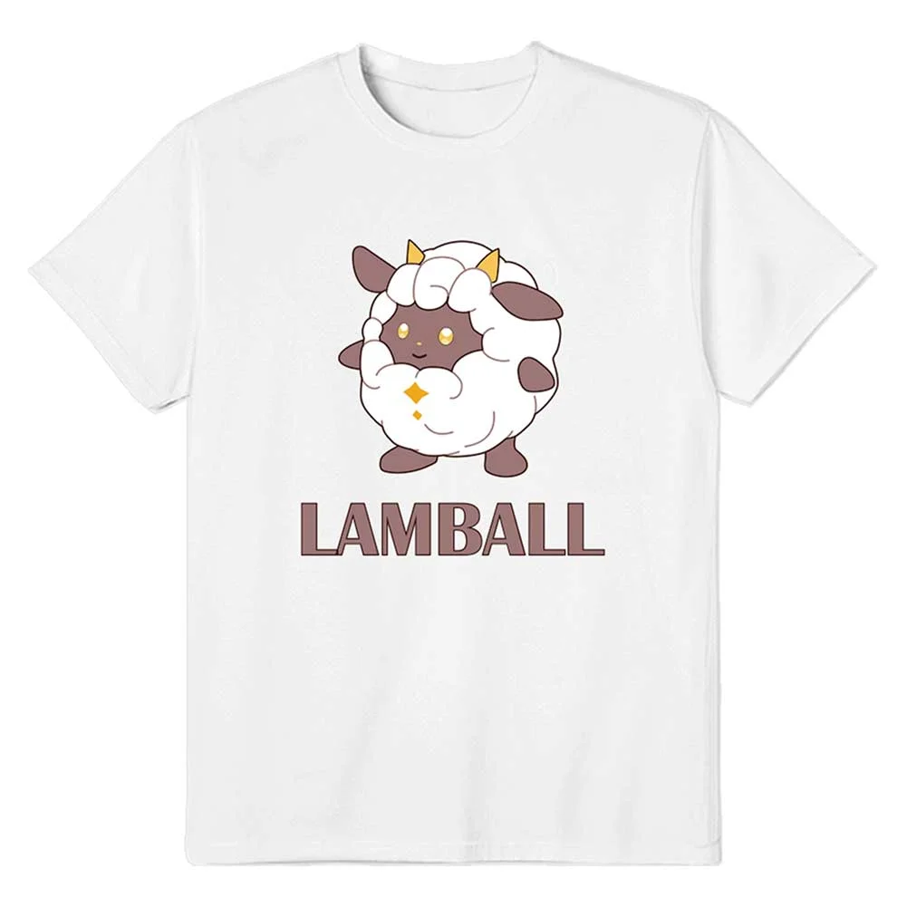 Game Palworld 2024 Lamball White Cotton Short Sleeve T-shirt Outfits Cosplay Costume Halloween Carnival Suit