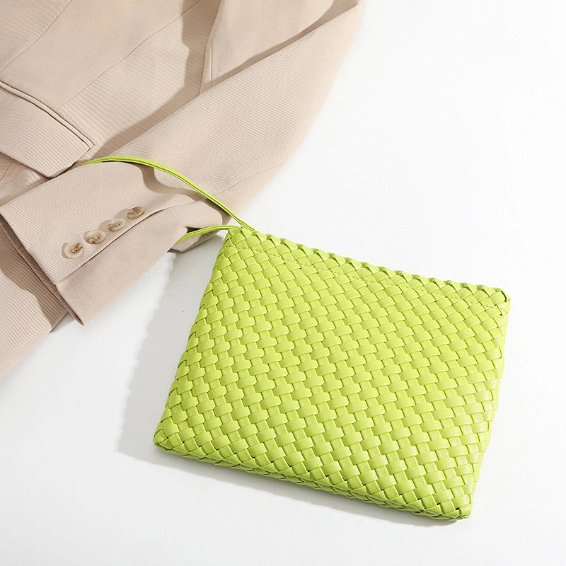 Women’s Solid Color Pu Leather Weave Zipper Wallets