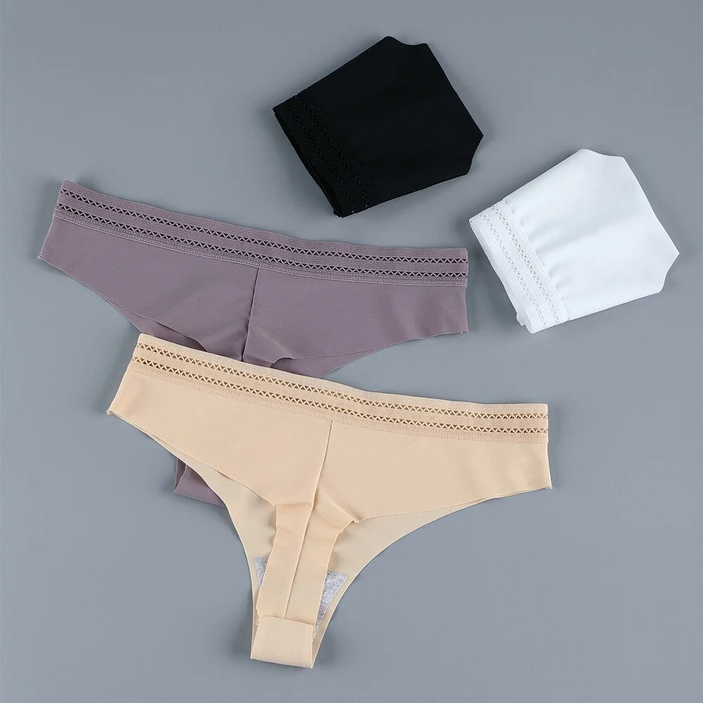 3Pcs Sexy Thongs Panties Women G-String Female Underpants Seamless Comfortable Intimate Underwear Female Low-Rise Thong Lingerie