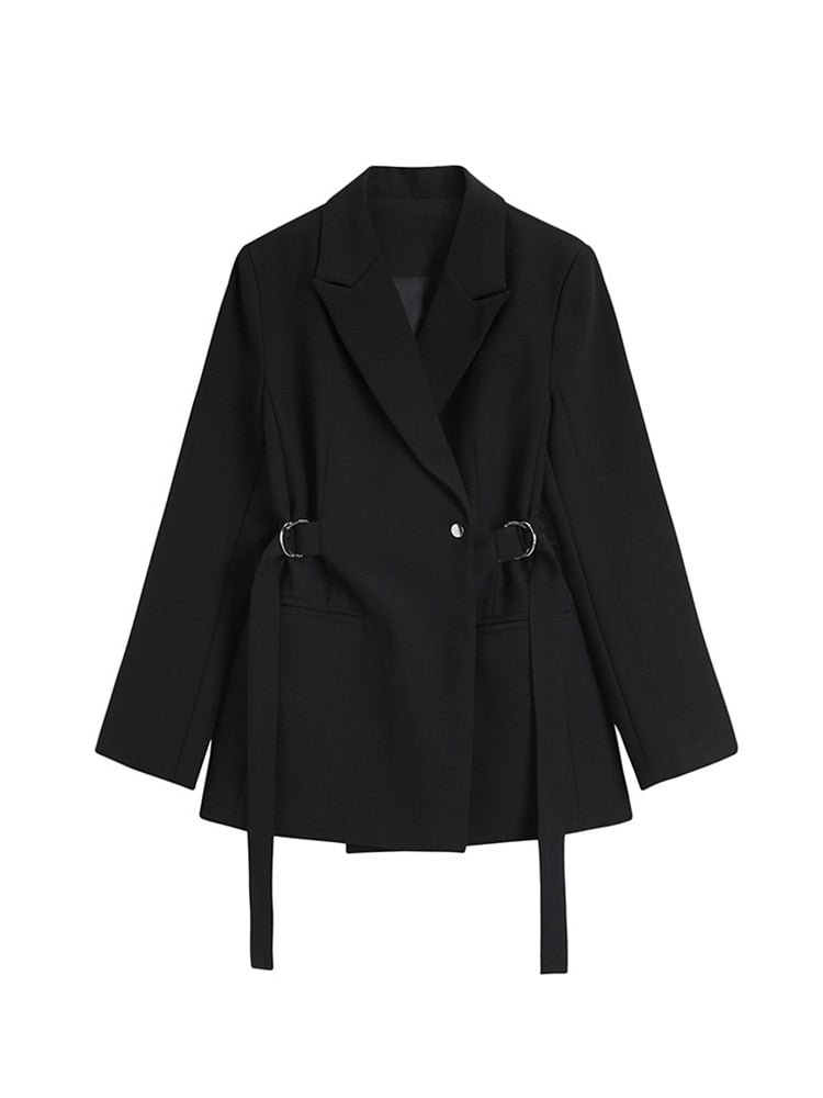 Women Fashion Black Blazers Jackets Korean Oversize Office Lady Elegant Outwear Long Sleeve Chic Coat 2022 New Spring Clothes