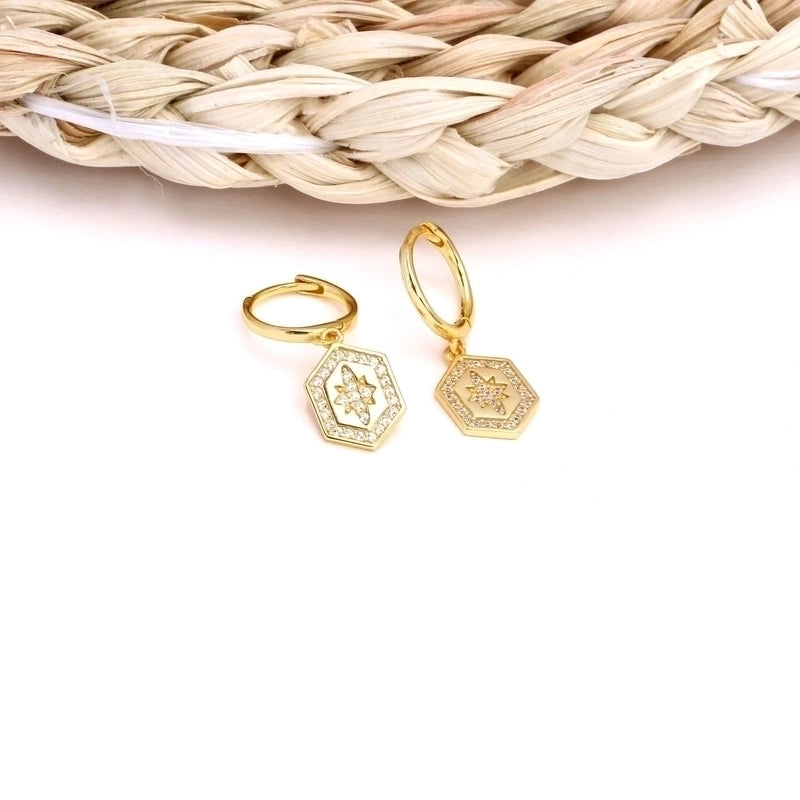 1 Pair 925 Sterling Silver Zircon Star Earrings