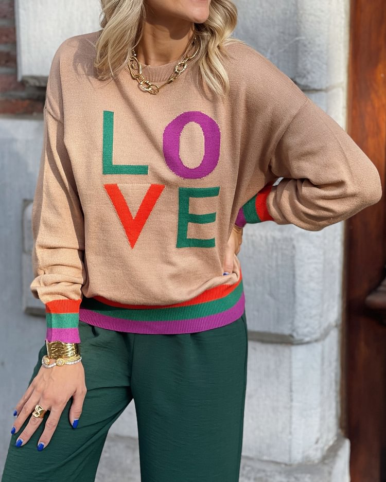 Round Collar Letter Sweater