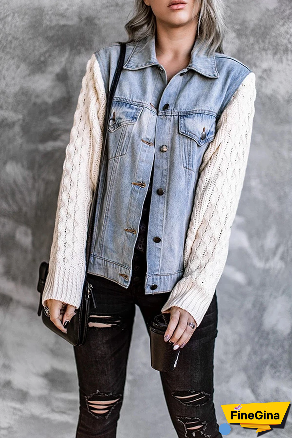 Denim Knitted Patchwork Jacket