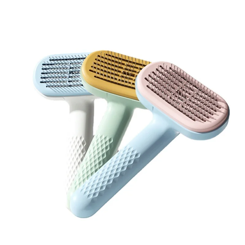 Cat Grooming Brush, Self Cleaning Slicker Brushes for Dogs Cats Pet Grooming Brush Tool Gently Removes Loose Undercoat, Mats Tangled Hair Slicker Brush for Pet Massage-Self Cleaning