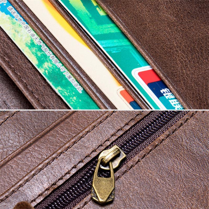 Anti-Scan Genuine Leather Currency Pocket Slip Pocket Coin Slot Lightweight Wallet