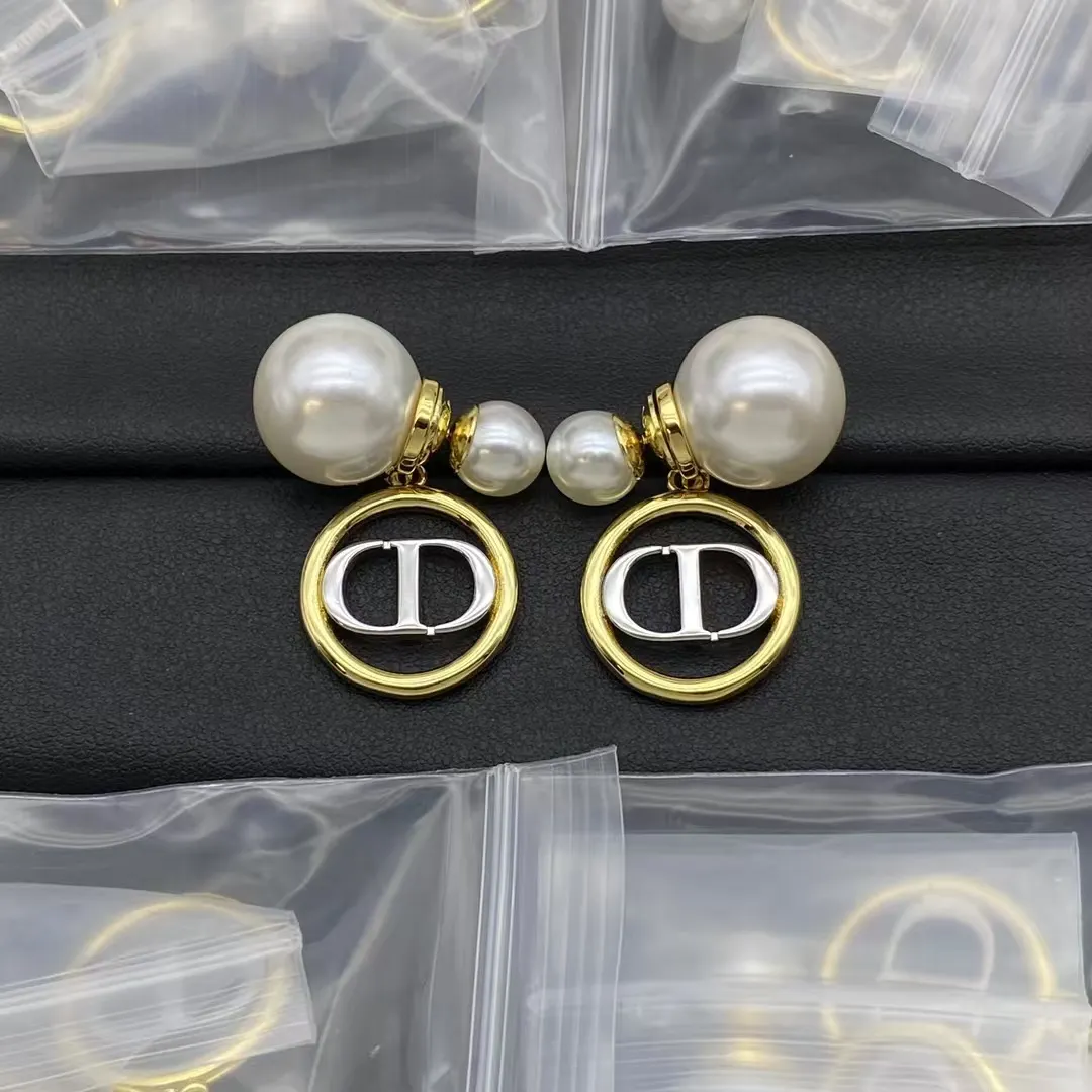 Dior Pearl Earrings Mixed Color CD Drop