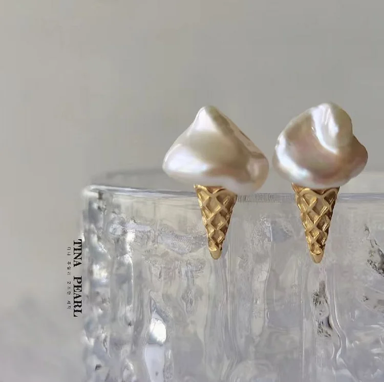 TINA Jewelry Creative Pearl collection Ice cream Pearl Earrings + Pendant set