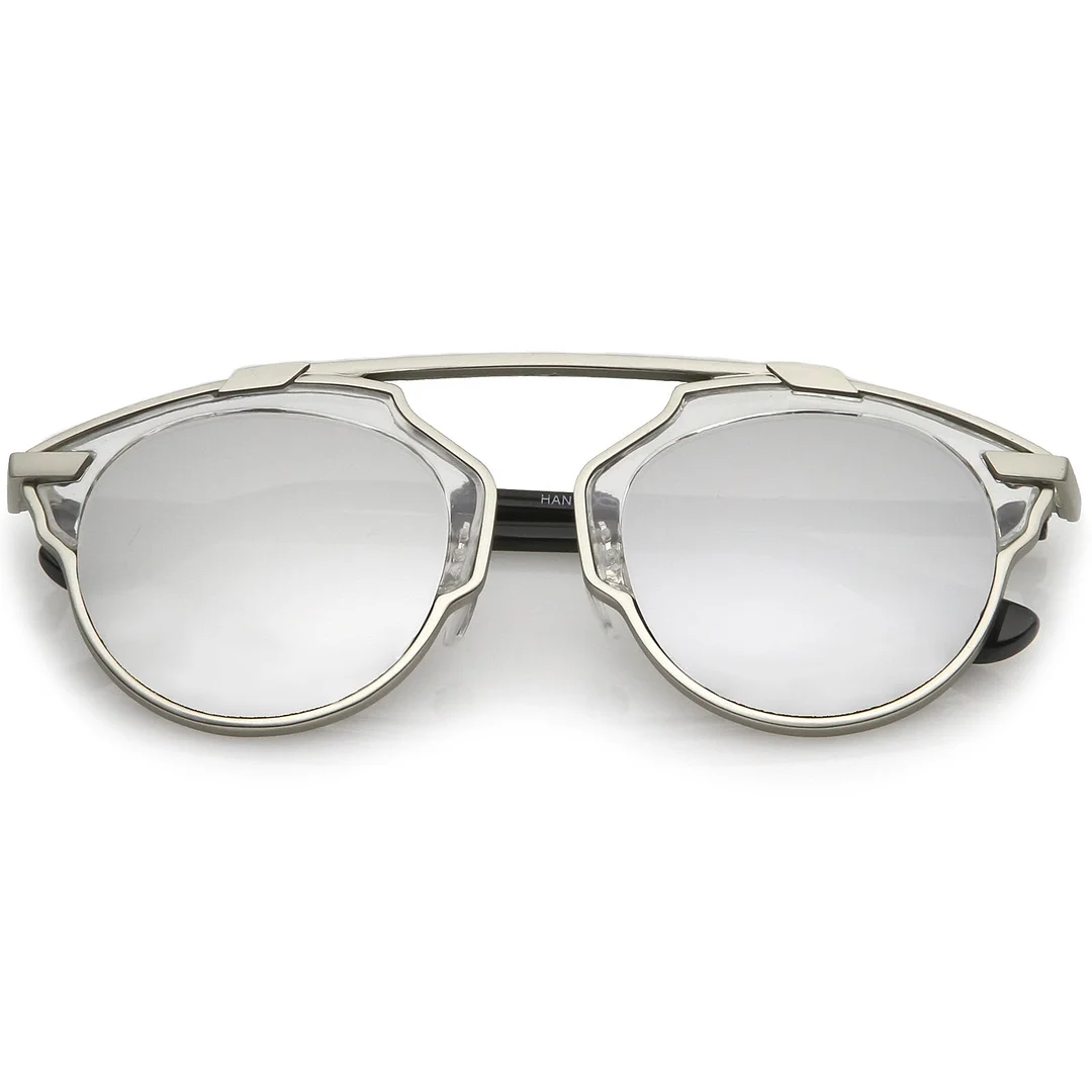 Modern Metal Crossbar Round Lens Pantos Aviator glasses 48mm