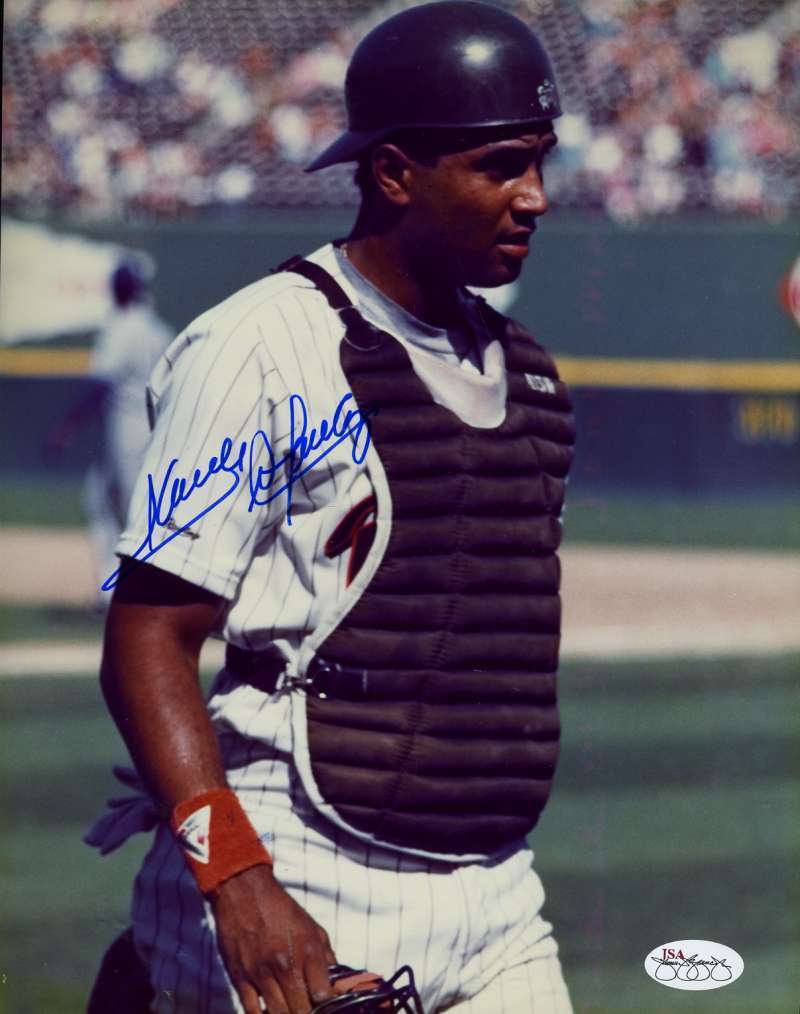 Sandy Alomar Jr 1989 Jsa Cert Sticker Signed Original /1 8x10 Photo Poster painting Autograph