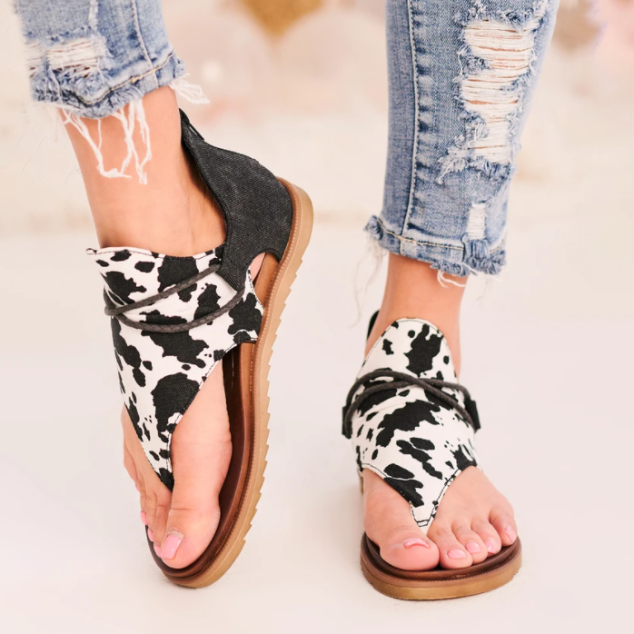 Women’s Fashion Canvas Cow Print Comfort Sandals