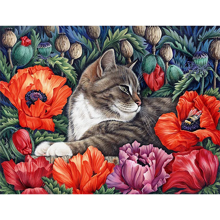 Cats And Flowers - Printed Cross Stitch 11CT 40*30CM