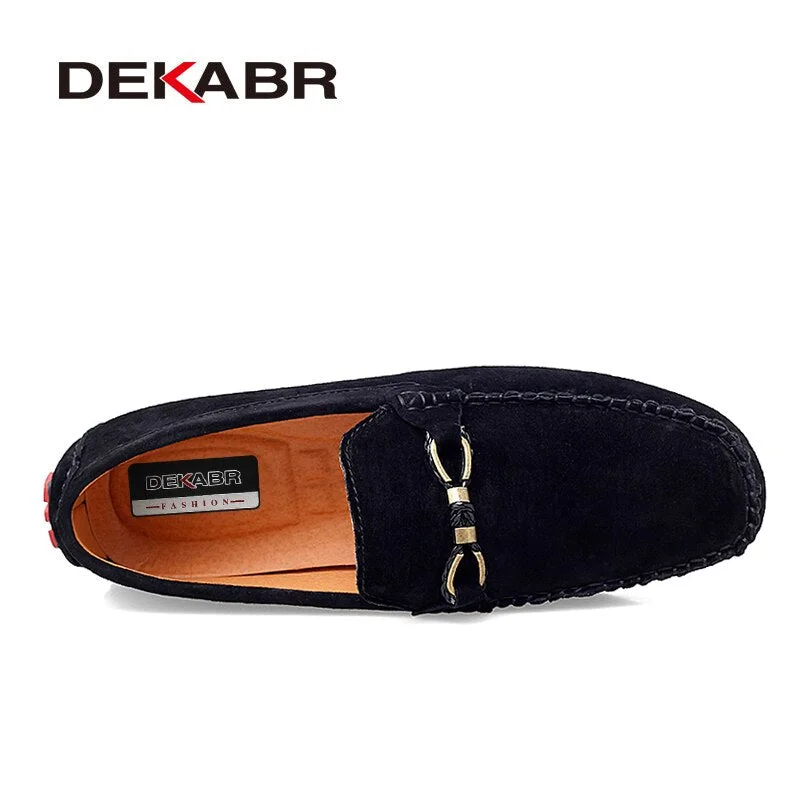 DEKABR Men Casual Shoes Fashion Male Shoes Cow Suede Leather Men Loafers leisure Moccasins Slip On Men's Driving Shoes Size 47