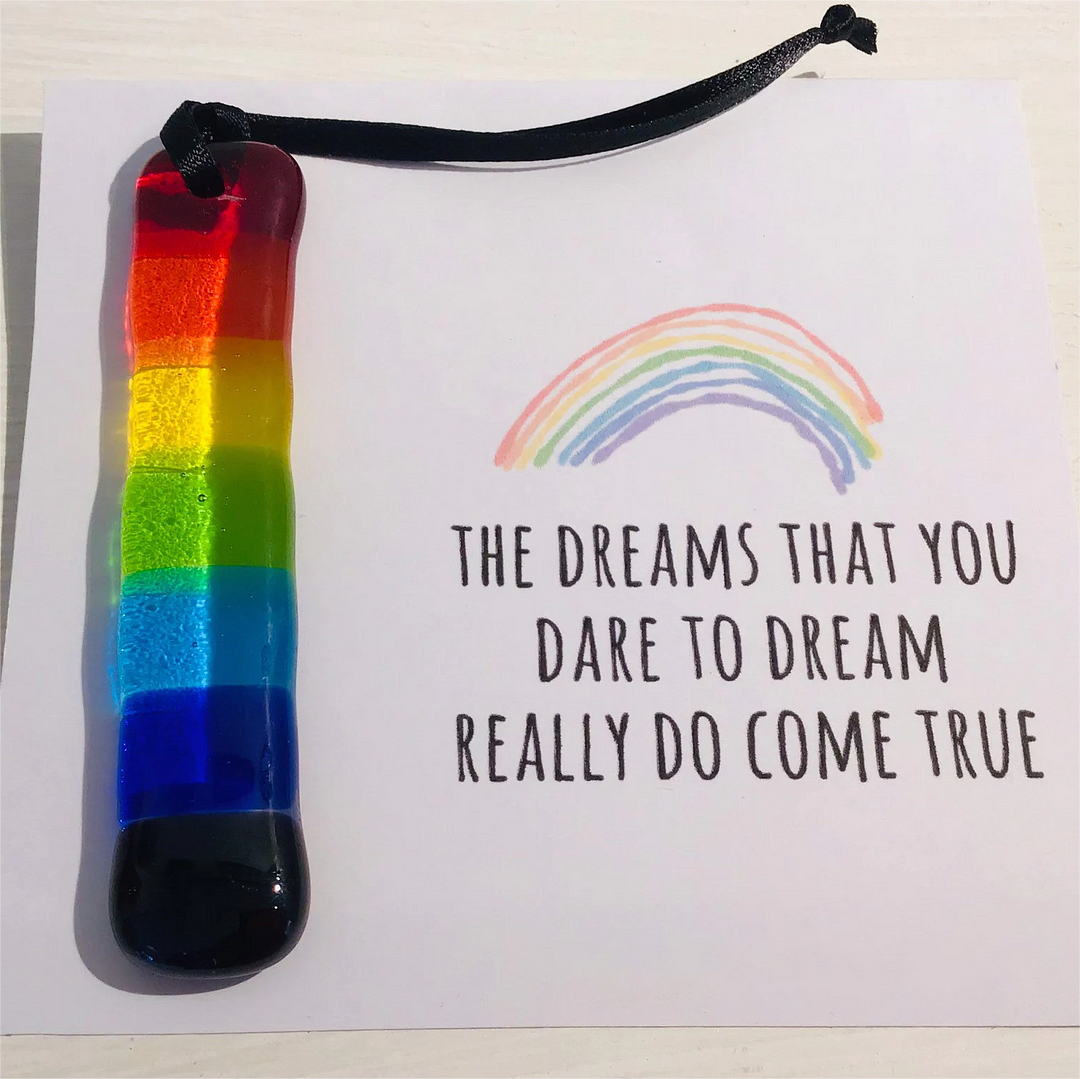 Handmade Fused Glass Rainbow Suncatcher, Bright Colourful Gift Gift for Friend Her Gay Lesbian Bisexual Bi Transgender