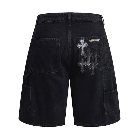CHROME HEARTS カーゴショーツ 31 クロス 美品 ブラック Chrome Hearts クロムハーツ クロスパッチ カーゴショーツ 黒 シルバー