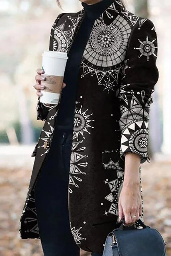 Fashion Autumn Printed Mid Length Coat