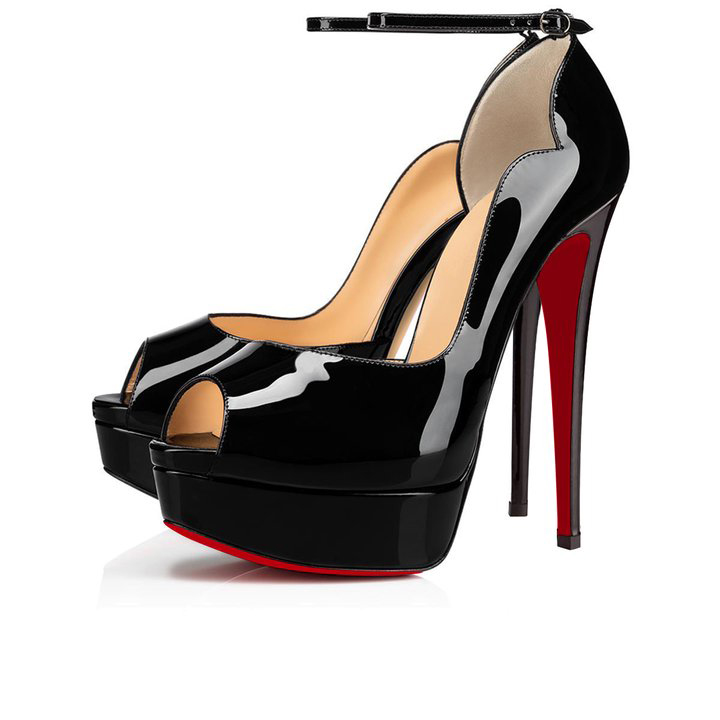 150mm Round Chick Alta Red Bottom Heels Sky High Platform Ankle strap Pumps For Women-MERUMOTE