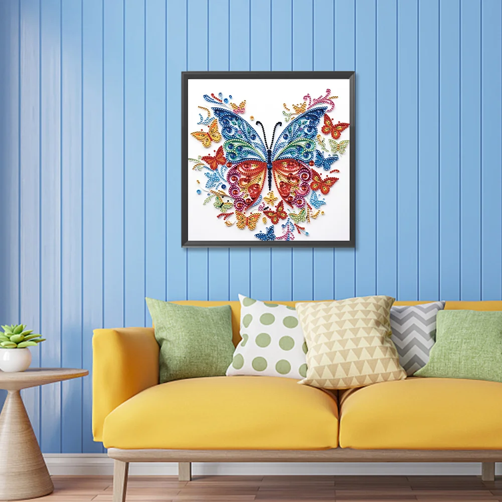 Diamond Painting - Partial Special Shaped Drill - Flower Butterfly(Canvas|30*30cm)