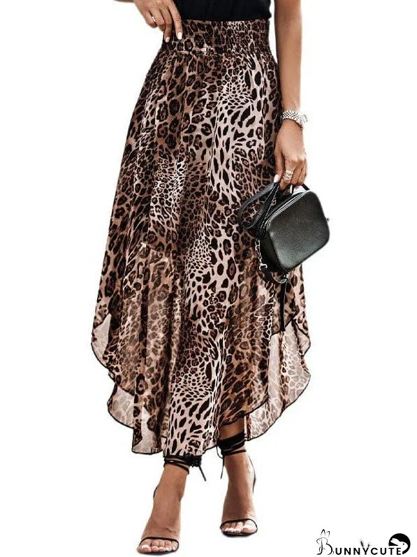 Trendy Leopard Print Midi Skirt