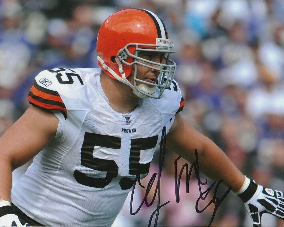 ALEX MACK SIGNED CLEVELAND BROWNS FOOTBALL 8x10 Photo Poster painting #3 NFL EXACT PROOF