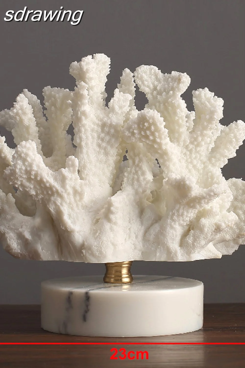 sdrawing White Simulation Coral Decoration Marble Base Exquisite Resin Coral Crafts Living Room Countertop Decoration Wedding Gift