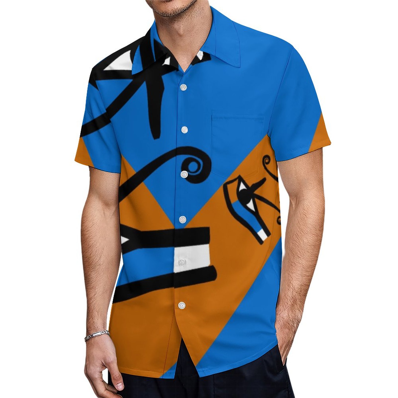 Egypt Eye Of Horus Modern Cool Hieroglyphics | Men's Plus Size Tropical Hawalili Beach Shirts | Linen Shirt Over Bikini 5t Hawaiian Shirt Beach Pants Men For Vacation