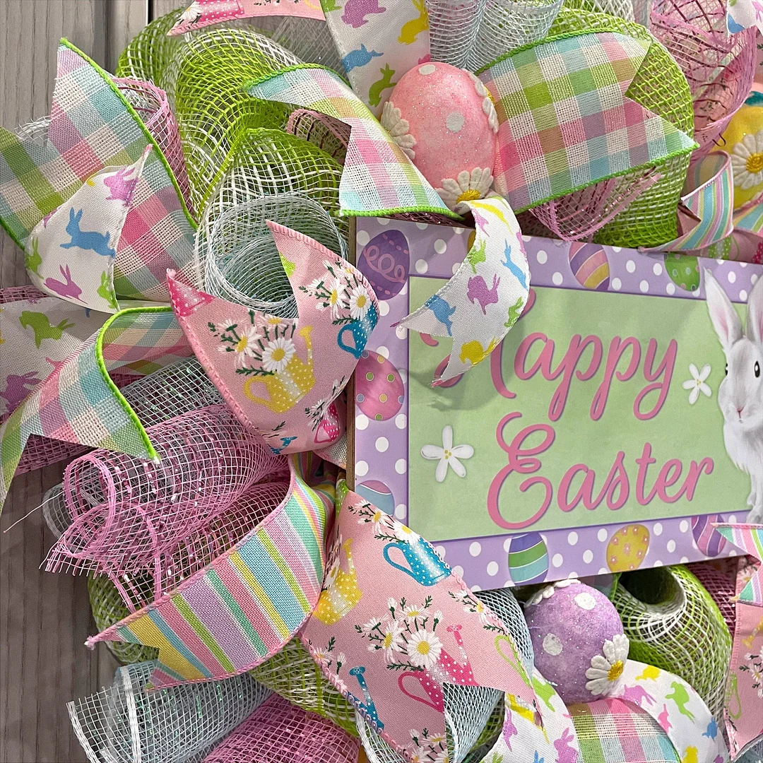 Easter Wreath for front door, Easter Egg Wreath, Decomesh Easter Wreath, Easter Bunny Wreath, Easter Party Decor, Easter Decor Farmhouse