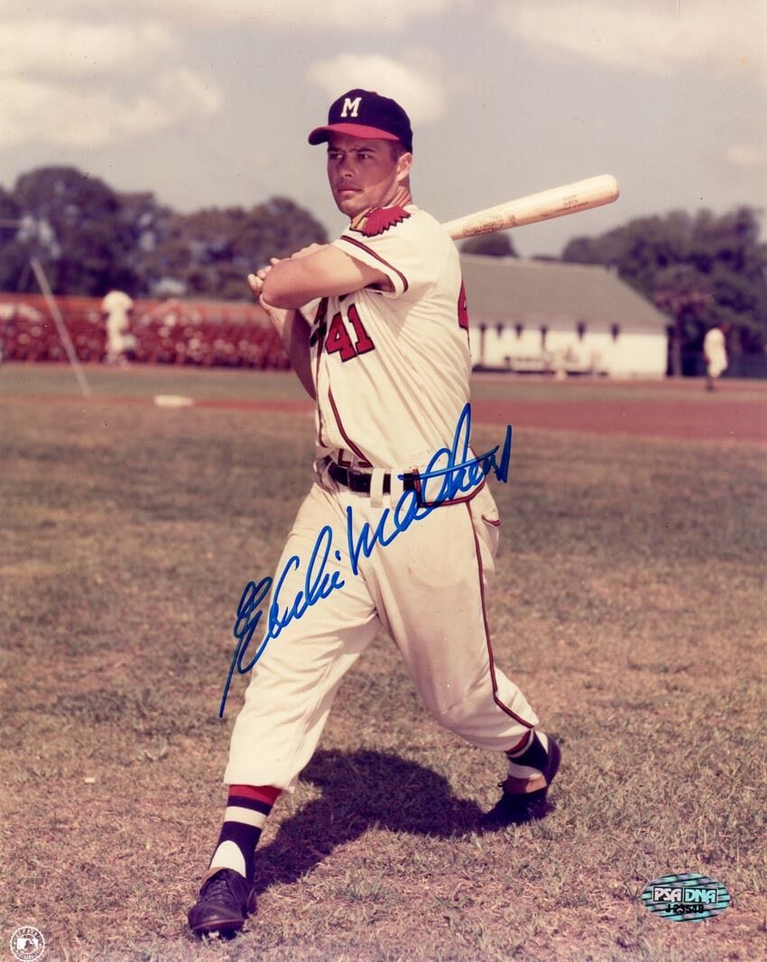 Eddie Mathews SIGNED 8x10 Photo Poster painting Braves PSA/DNA AUTOGRAPHED