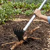 2 in 1 Garden Hoe with Tiller Cultivator Rake Lightweight Hoes Weeding Rake with Long Handle for Fast Grass Removal Cultivating Loosen Soil