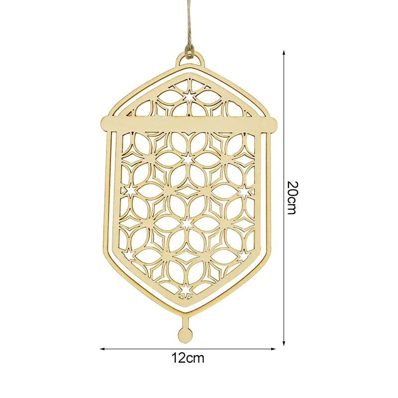 3Pcs Wooden Eid Mubarak Hanging Pendant Ornament Ramadan Kareem Gift Islam Muslim Home Table Decoration DIY Craft Party Supplies