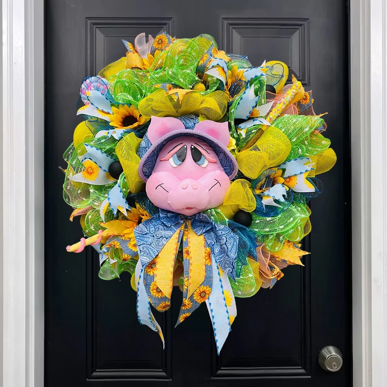 🐷Summer Farmhouse Pig Wreath💝