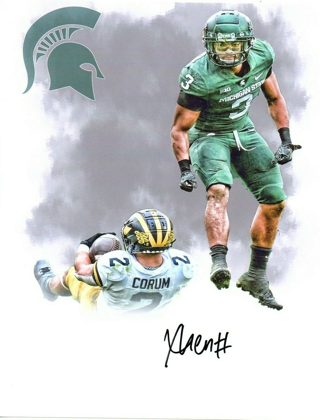 Xavier Henderson Michigan State football signed autograph 8x10 Photo Poster painting U-M WIN 21!