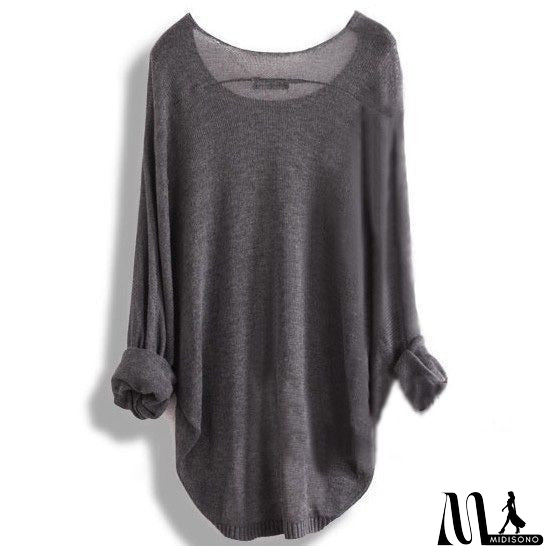 MidiSono - Long-Sleeved Knit Blouse Knit Shirt Hollow